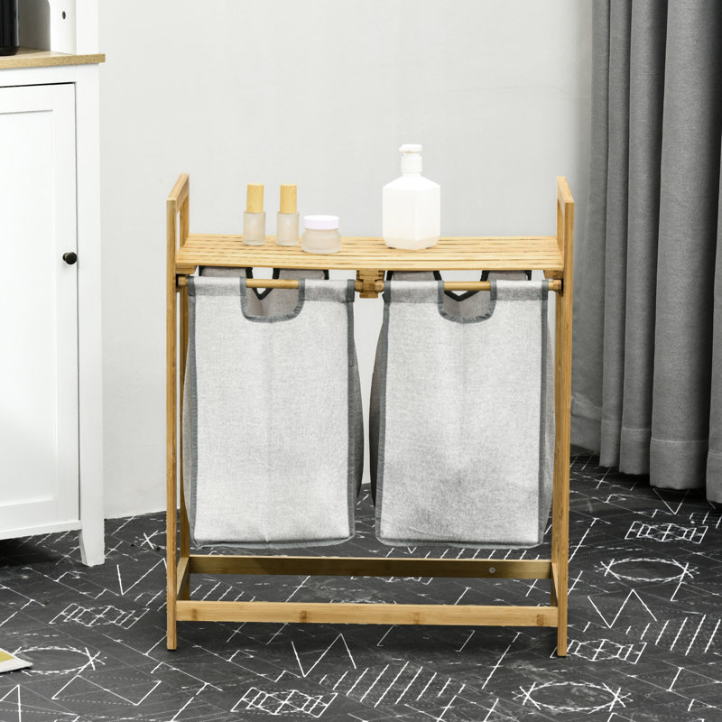 Panier à linge avec 2 sections, 10,7 gallons chacune, convenant à un espace de tri quotidien