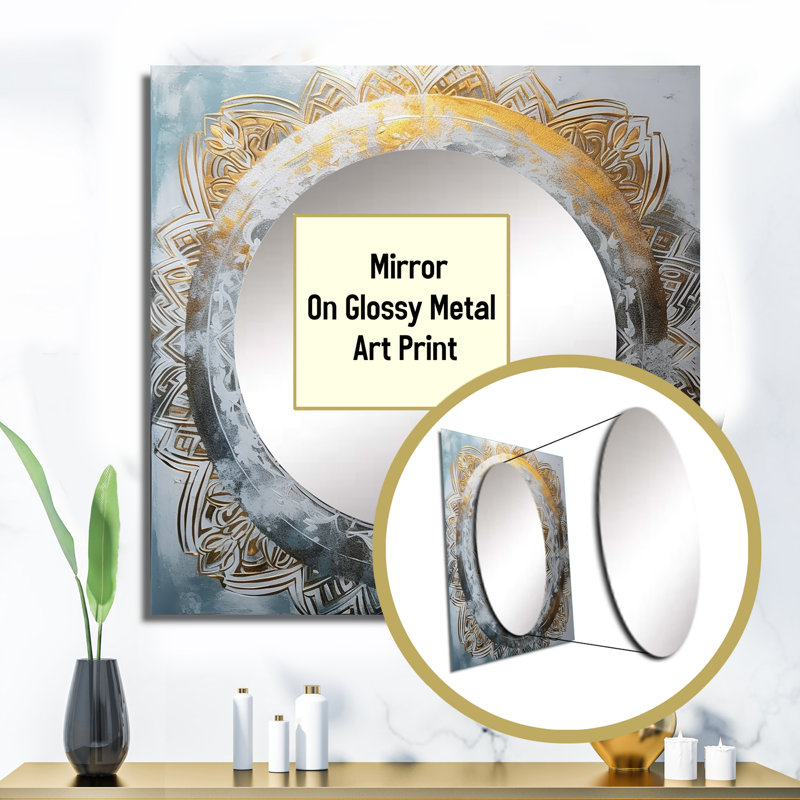 Leilaney - Boho Mandala Square Living Room Wall Mirror Art, 36" x 36"