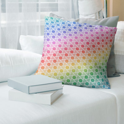Coussin décoratif en suède hexagonales et triangles