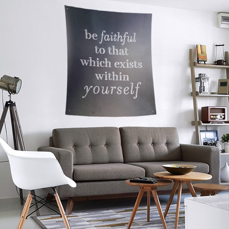 Tapisserie de polyester fidèle à vous-même, citation, H 60 po x l 51 po, Gris