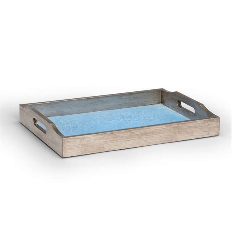 Solid Wood Decorative Tray, Antique Silver Leaf, 2.5" H x 17.5" W x 22" L