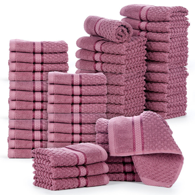 Collection de serviettes texturées 100% coton Mulaayam, Mauve raisin, Essuie-mains - paquet de 50
