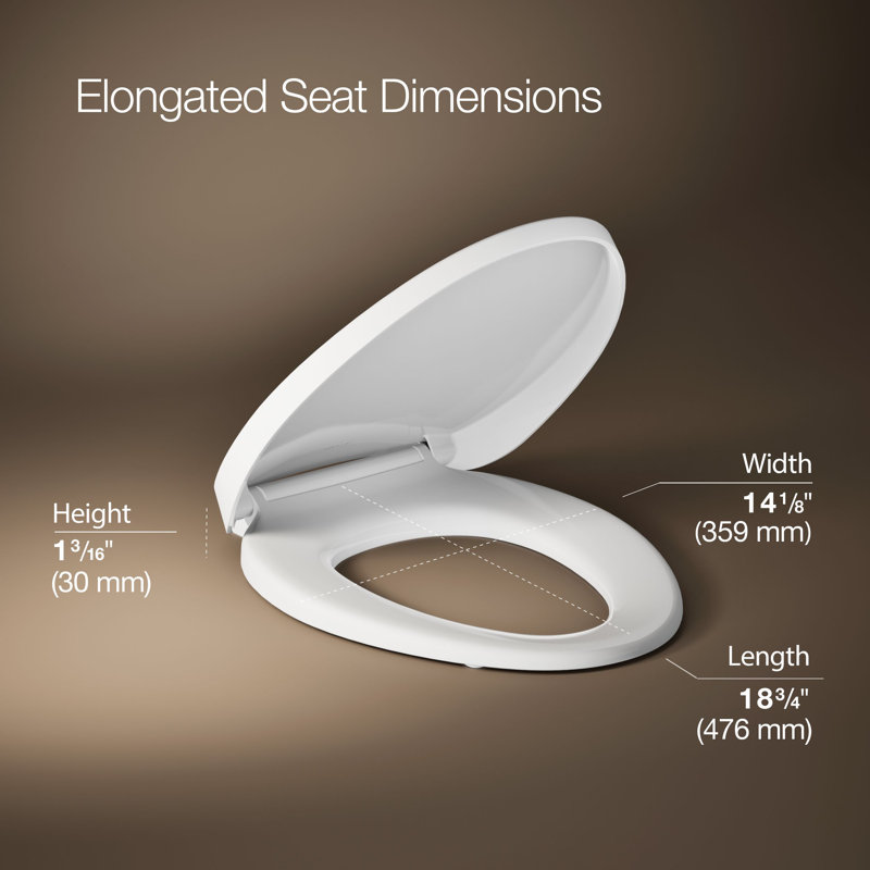Purewarmth Heated Quiet-Close Elongated Toilet Seat with LED Nightlight, White