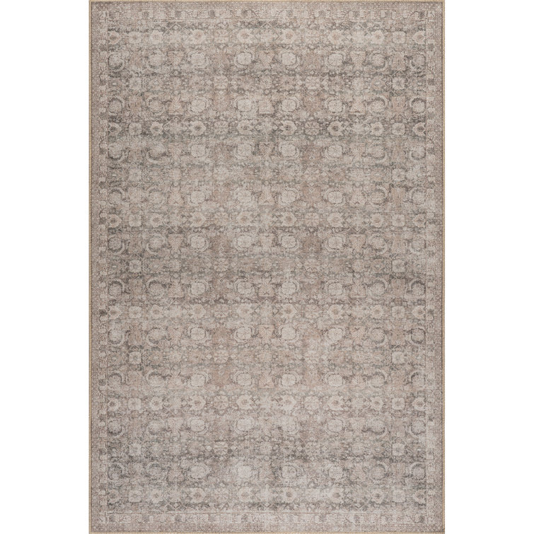 Jeccica Distressed Vintage Medallion Jute Blend Polyester Area Rug