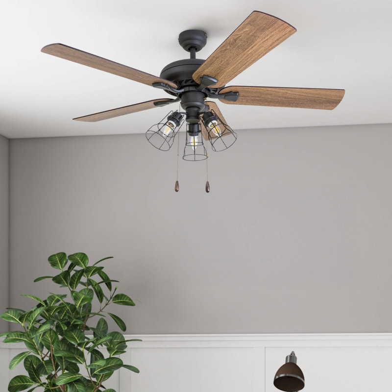 Ventilateur de plafond 52 po avec lumière DEL Lincoln Woods, Télécommande à 3 vitesses