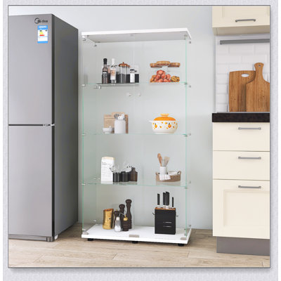 Vitrine à deux portes avec 4 tablettes vitrées et porte