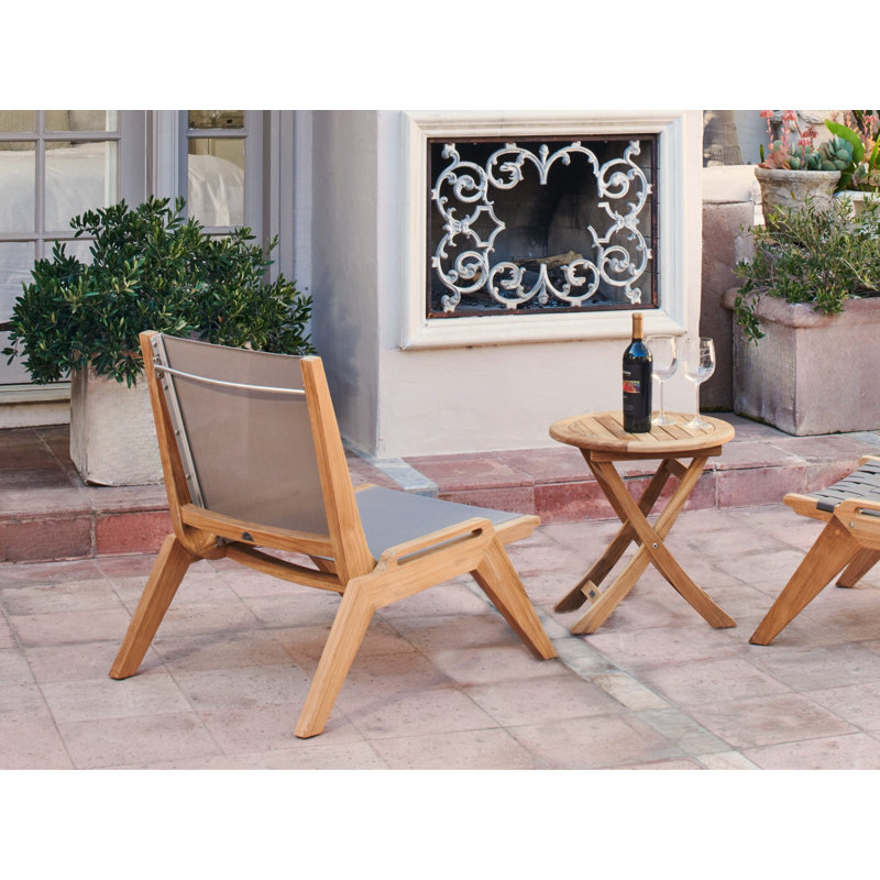 Perrie Outdoor Round Teak Side Table