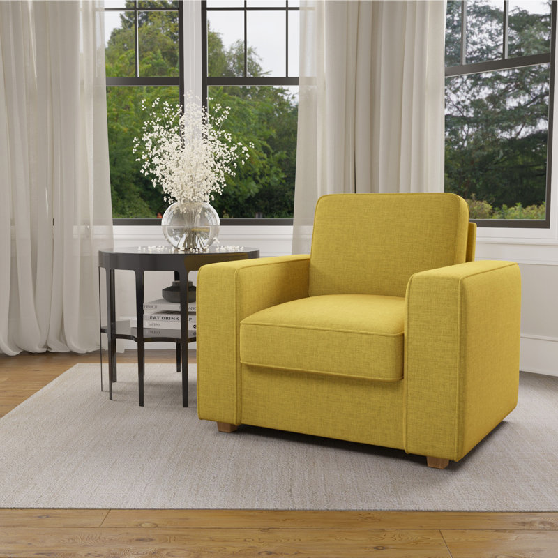 Fauteuil club de 36,5 po de largeur Hepler, Lin jaune