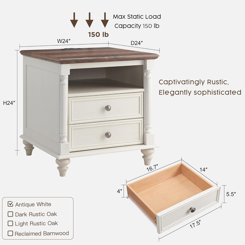 Drawer Wide Sofa Side Table
