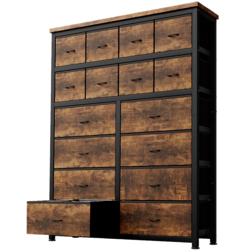 Aninye 16 - Drawer Chest of Drawers, Brown, white and pink