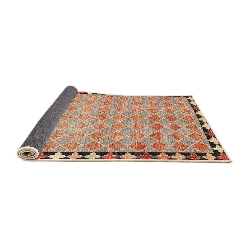 Tapis contemporain orange / brun, Carré 8 pi
