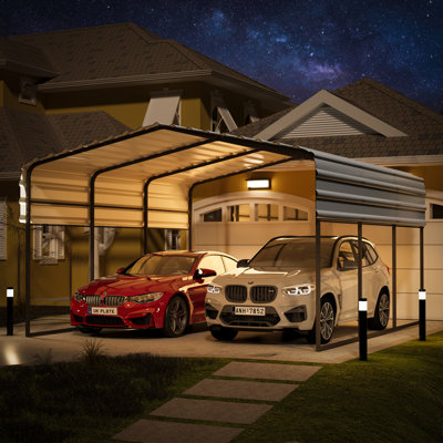 10 Ft. W x 15 Ft. D Carport with Galvanized Steel Roof