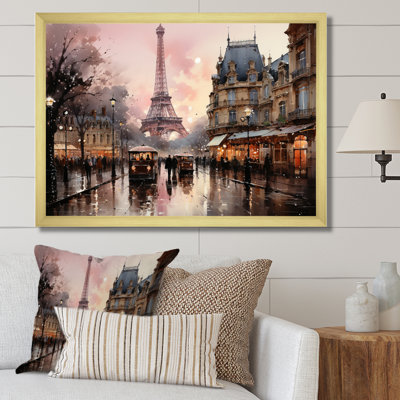 «Pink Twilight Rendezvous In Paris I», art mural de Paris pour le salon