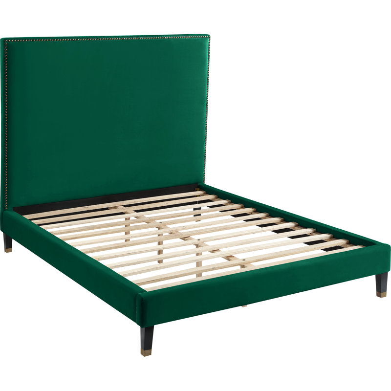 Harlie Velvet Bed, Green Velvet, Full/Double