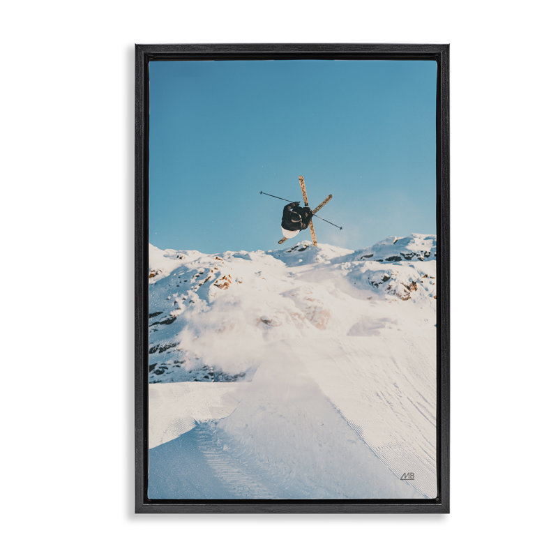  Snow Day Skiing Floater Canvas by Max Blakesberg Studios, Cadre flottant noir de jais, H 25 po x l 17 po
