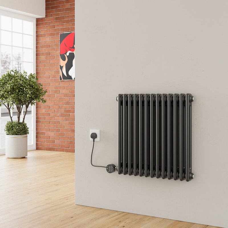 Vertical Standard Radiator, Smoke Grey, 60cm H x 60.5cm W x 12.8cm D
