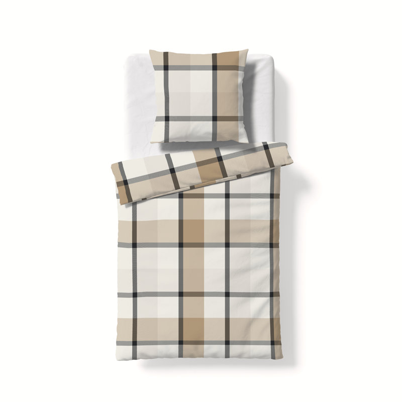 Lech Flannel Chequered Duvet Cover Set with Pillow Shams