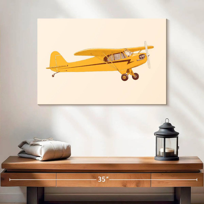 Petit avion jaune Mehar, H 16 po x l 24 po