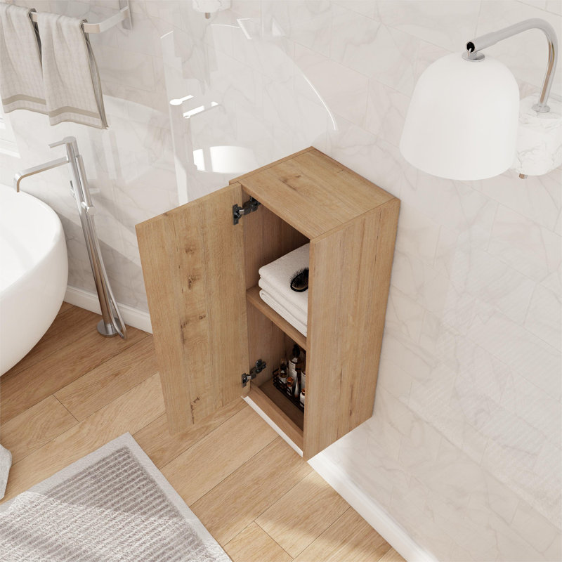Armoire latérale de salle de bain flottante 12 "avec porte à fermeture douce, Imitation chêne