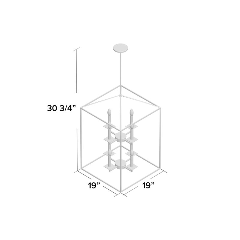 Ellis 8 - Light Dimmable Lantern Square / Rectangle Chandelier, No, 30.75" H x 19" W x 19" D, Bronze