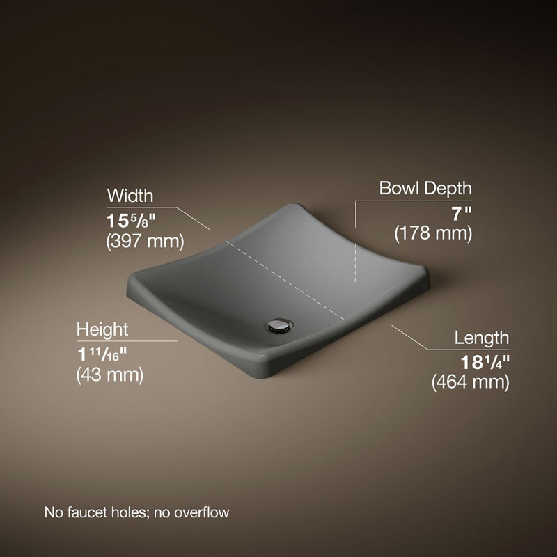 DemiLav Metal Specialty Vessel Bathroom Sink, Thunder Gray