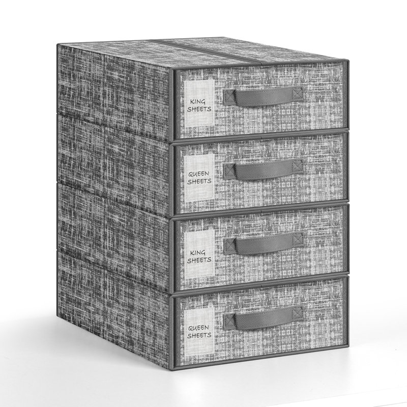 4-Pack Gray Linen-Like Storage Box
