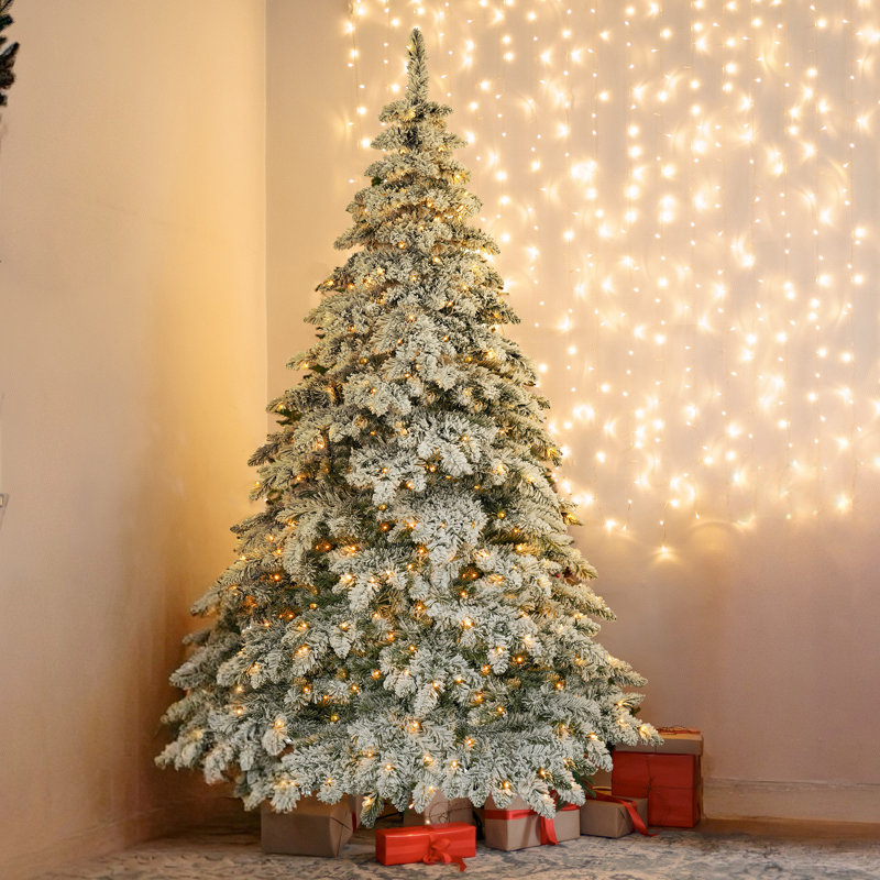 Arbre de Noël artificiel 7,5 pi avec 400 lumières DEL - 1050 branches pliables pour un décor de Noël personnalisé