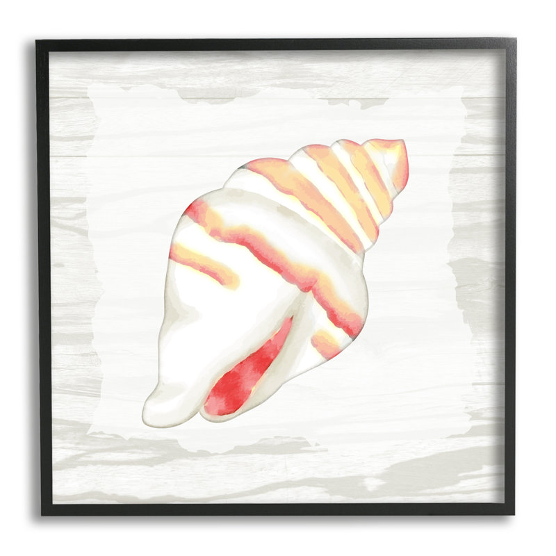 " Conch Shell Patterned " by Anne Bailey, Midnight Black Framed Giclee, 12" H x 12" W x 1.5" D
