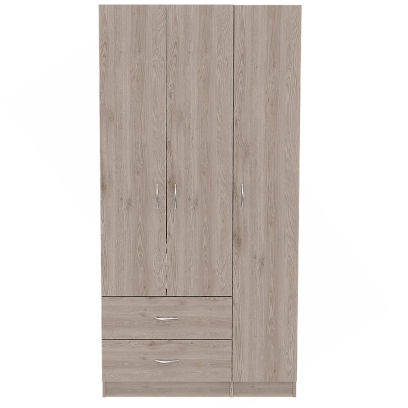 Armoire 2 tiroirs 3 portes Rowaton, Gris clair