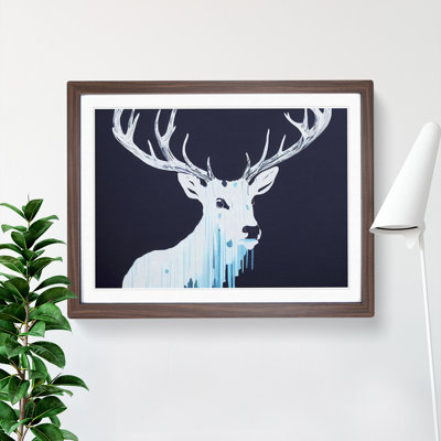Ice Cool Stag Abstract 1 Piece Single Picture Frame Wall Art