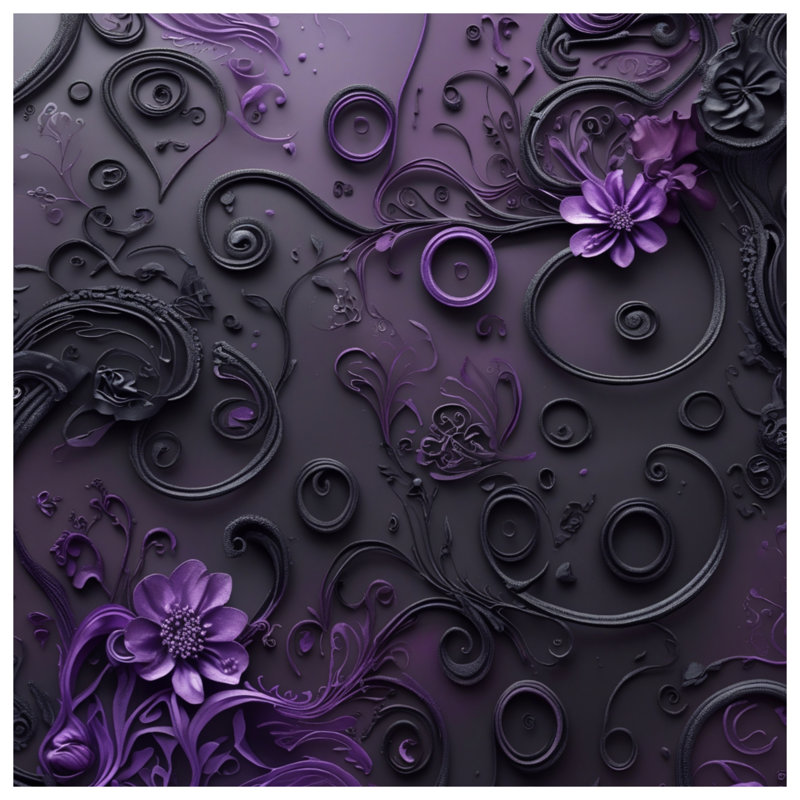 Intricate Purple Floral Duvet Covers, Queen