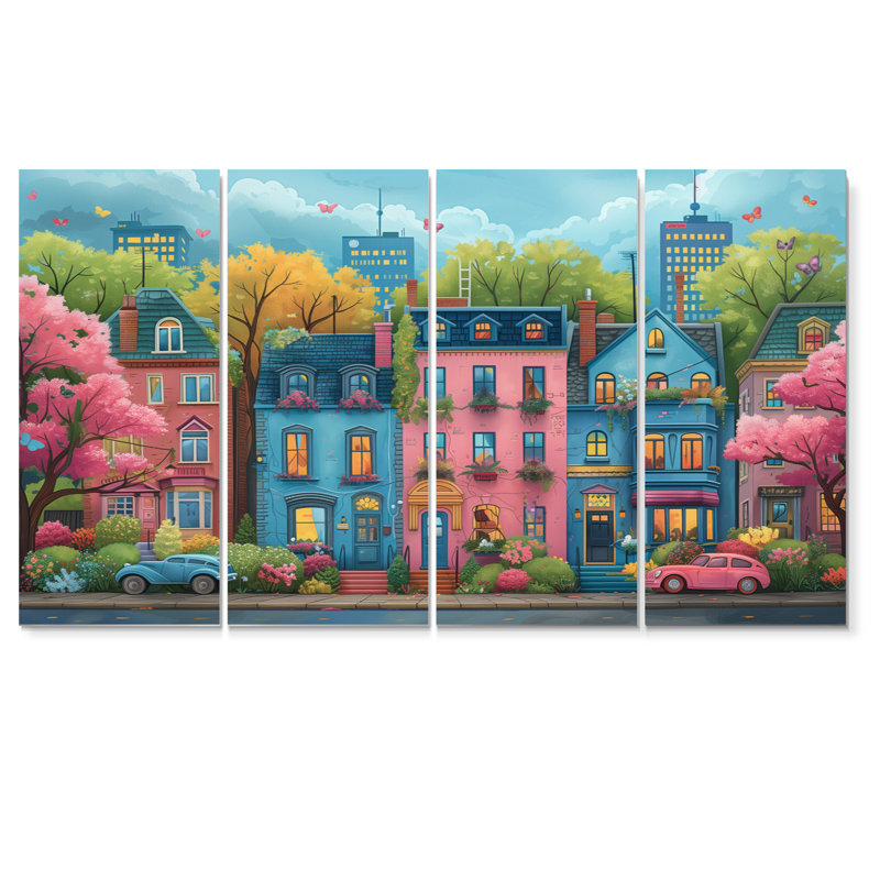 Ensemble de décoration murale rose Toronto Cityscape View III - City Toronto, H 32 po x l 64 po