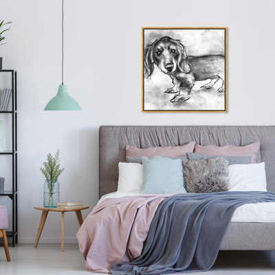 «Dogs and Puppies» «Dachshund Puppy», reproduction de dessin sur toile tendue