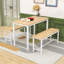 Ensemble de table à manger compacte 3 pièces pour 4 personnes - Bancs escamotables pour petits espaces-505185534