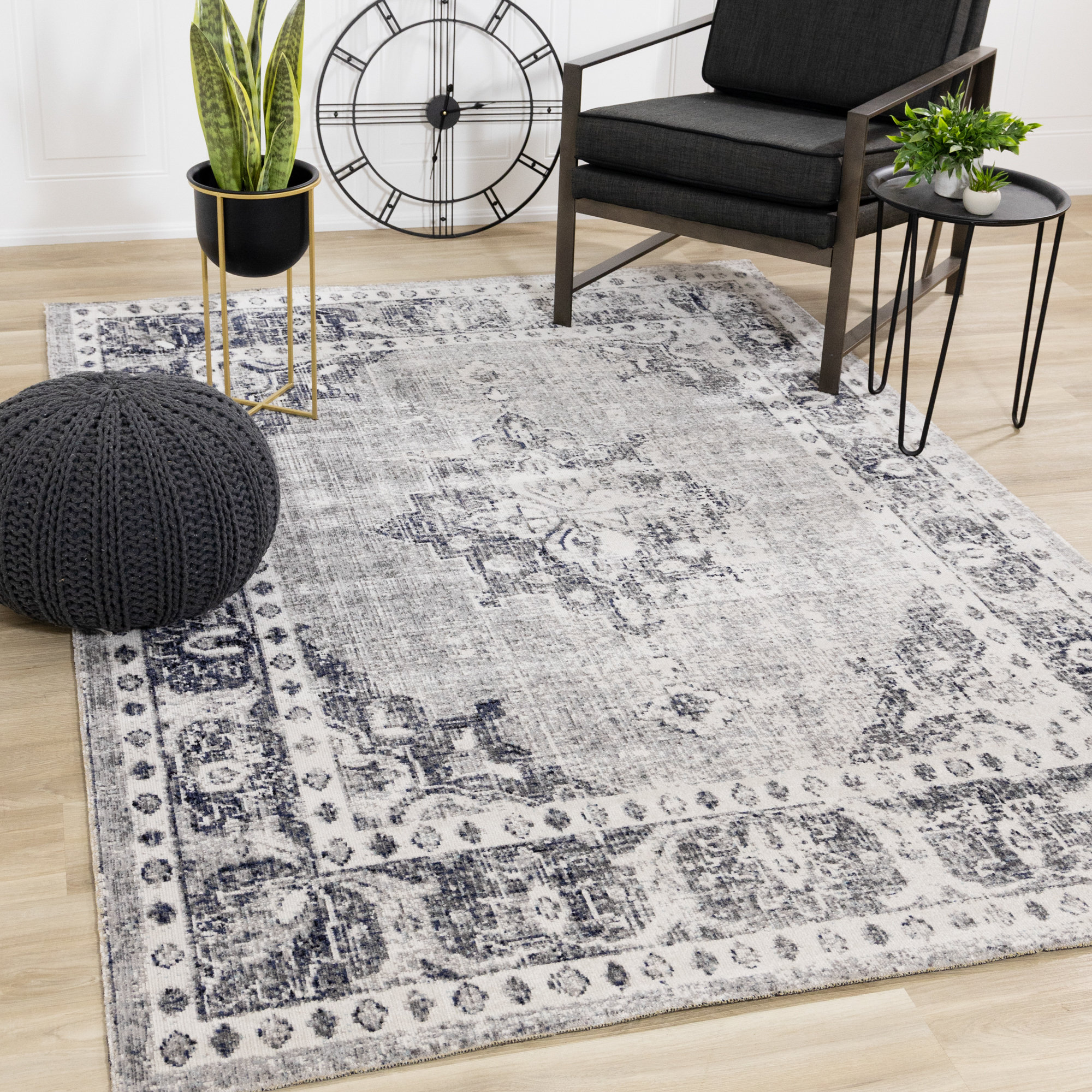 Hampton Bay Charcoal 2 x 3 Natural Weave Indoor/Outdoor Area Rug, Grey