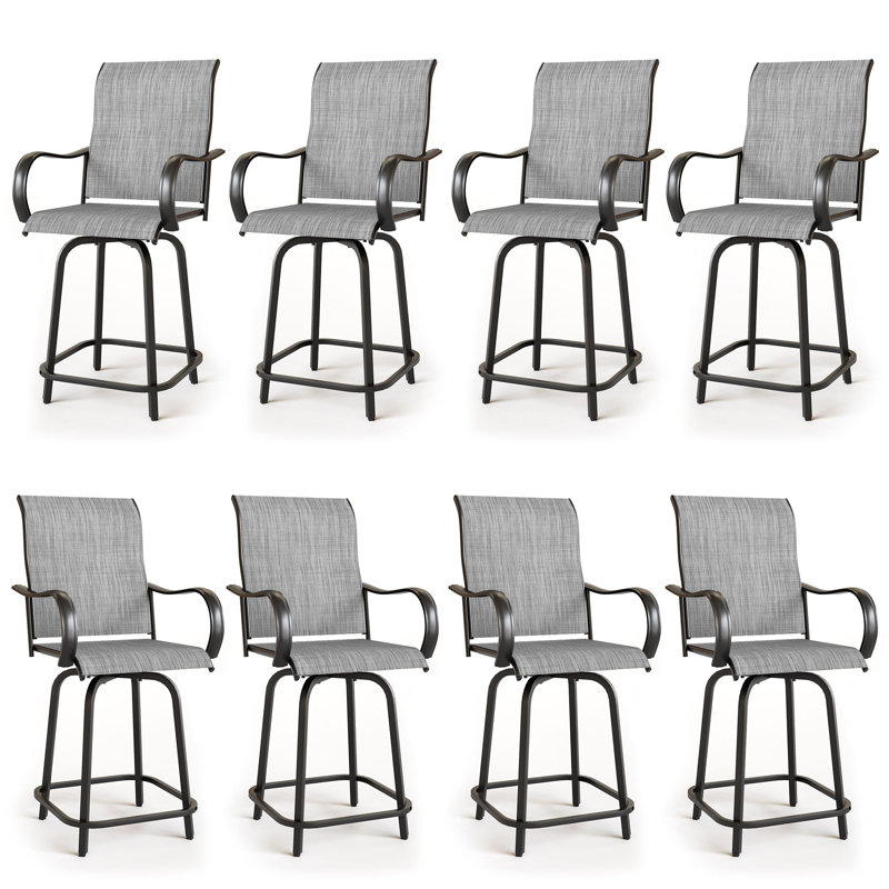 Tabourets de bar pivotants en polyester toutes saisons revêtus de PVC, 8, Gris clair
