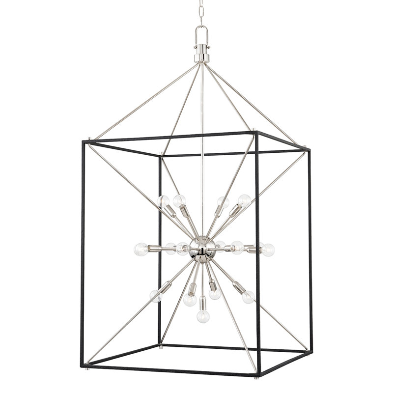 Glendale - 25 Light Chandelier - Aged Brass/Black Finish, Polished Nickel