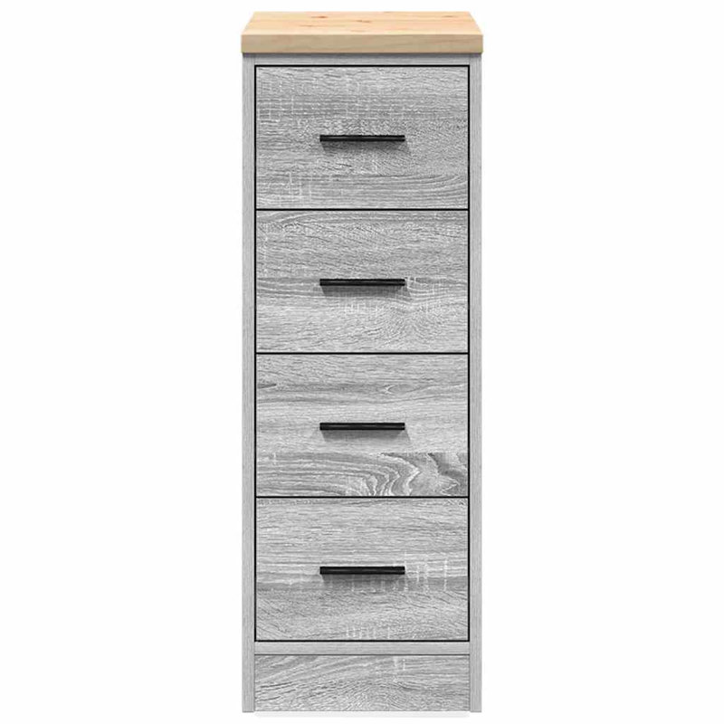 Solid Wood Single Storage Cabinet ( 85cm H x 30cm W x 51cm D), Grey Sonoma
