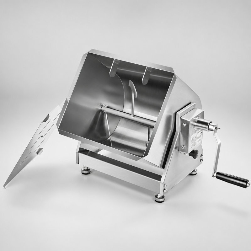 Mélangeur de viande manuel avec réservoir inclinable de 20 L et boîte de vitesses en acier inoxydable