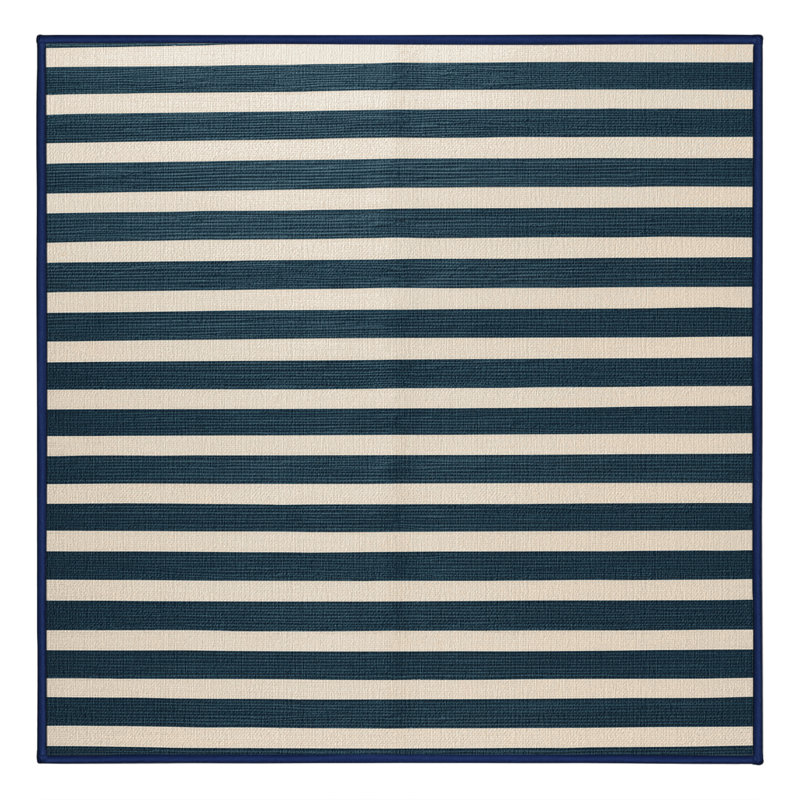Tapis gris à rayures horizontales lavable à la machine, Carré 7 pi