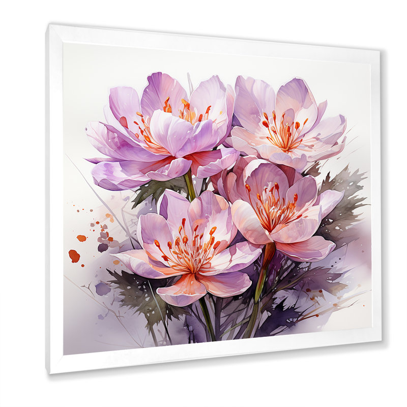 Art mauve zen mauve, H 36 po x l 36 po x P 1,5 po, Cadre photo blanc
