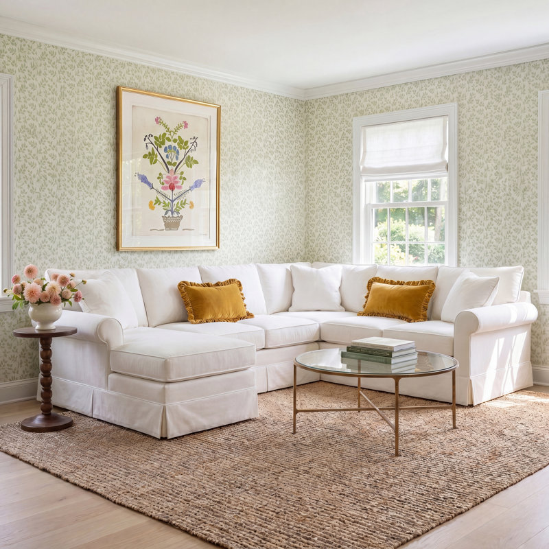 Friedman 3 - Piece Upholstered Sectional, Right Hand Facing, Apollo Alpaca Boucle