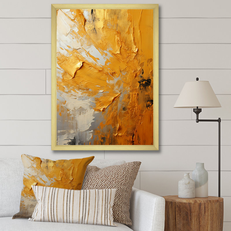 «Sunset Meadow Golden Landscape II», reproduction, Cadre doré simple, H 40 po x l 30 po x P 1,5 po
