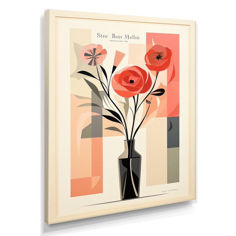 Red Red Minimal Retro Graphic - Rose, art mural, H 20 po x l 12 po x P 1 po, Toile tendue