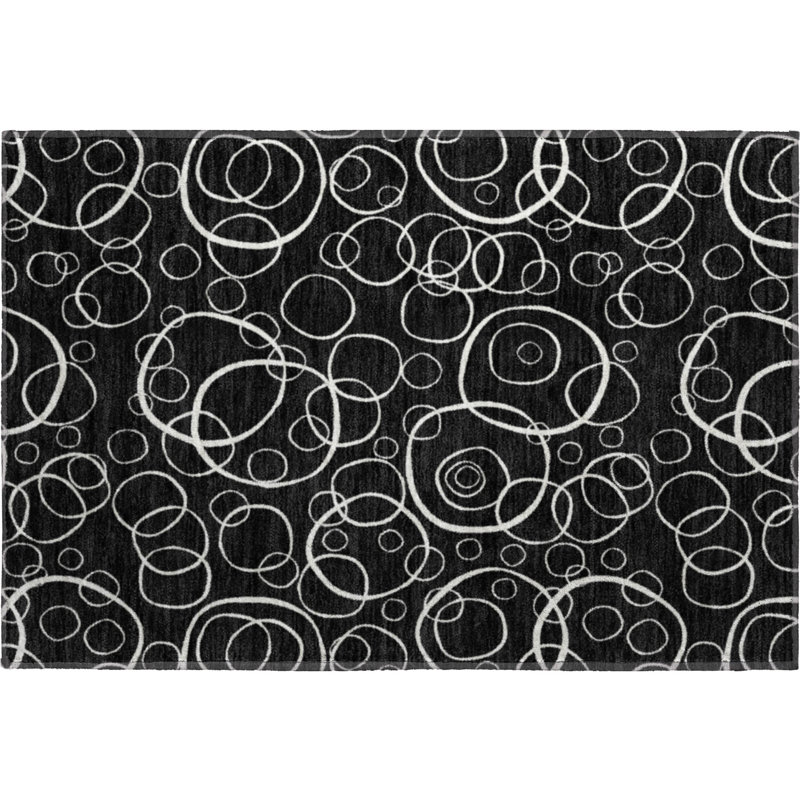 Premium Machine Washable Mayfield AMF2407 Bubbles Rug, 2'6" x 3'10", Black