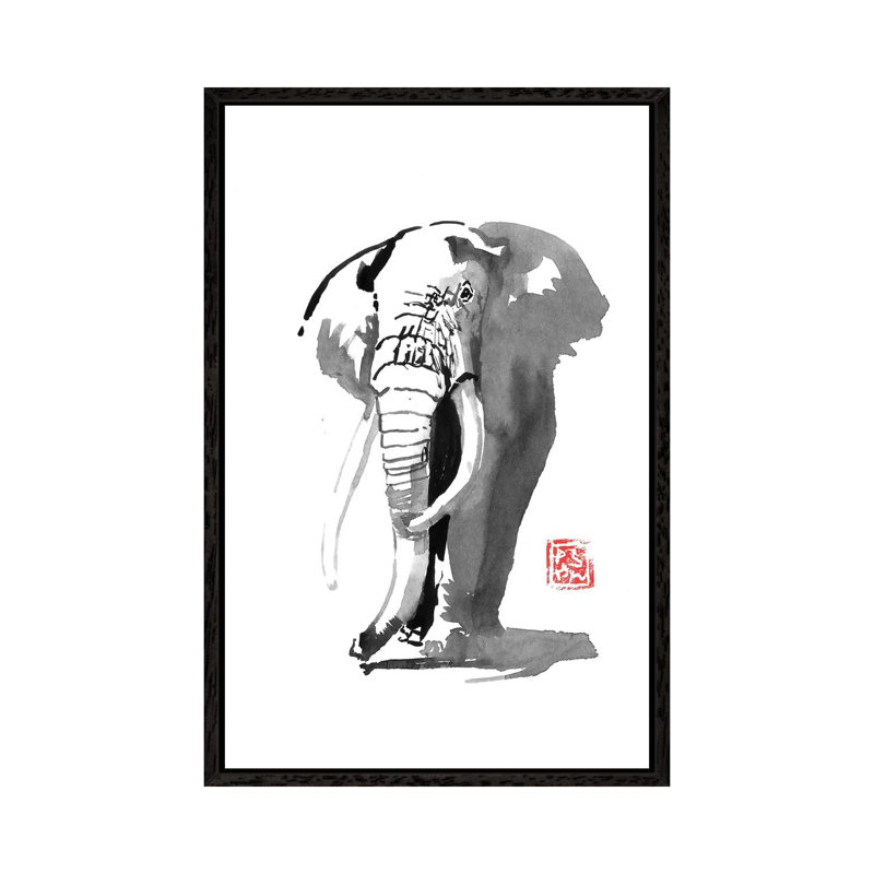 Elephant by Péchane - Print on Canvas, Black Framed, 66.04 cm H x 45.72 cm W