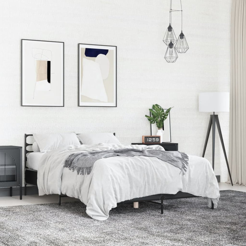 Achillefs Bed, Black, European Double (140 x 200cm)