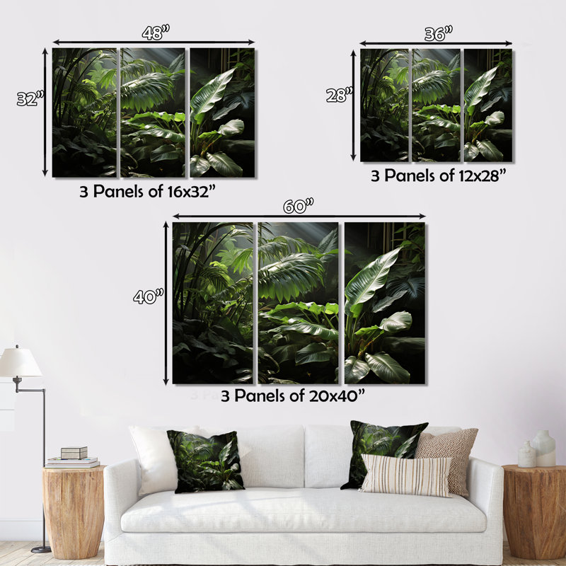 Birds Of Paradise Field I, impression sur toile 3 pièces, H 32 po x l 48 po x P 1 po