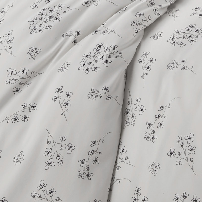 Sweet Florals Gray Microfiber Full/Queen Duvet Cover Set