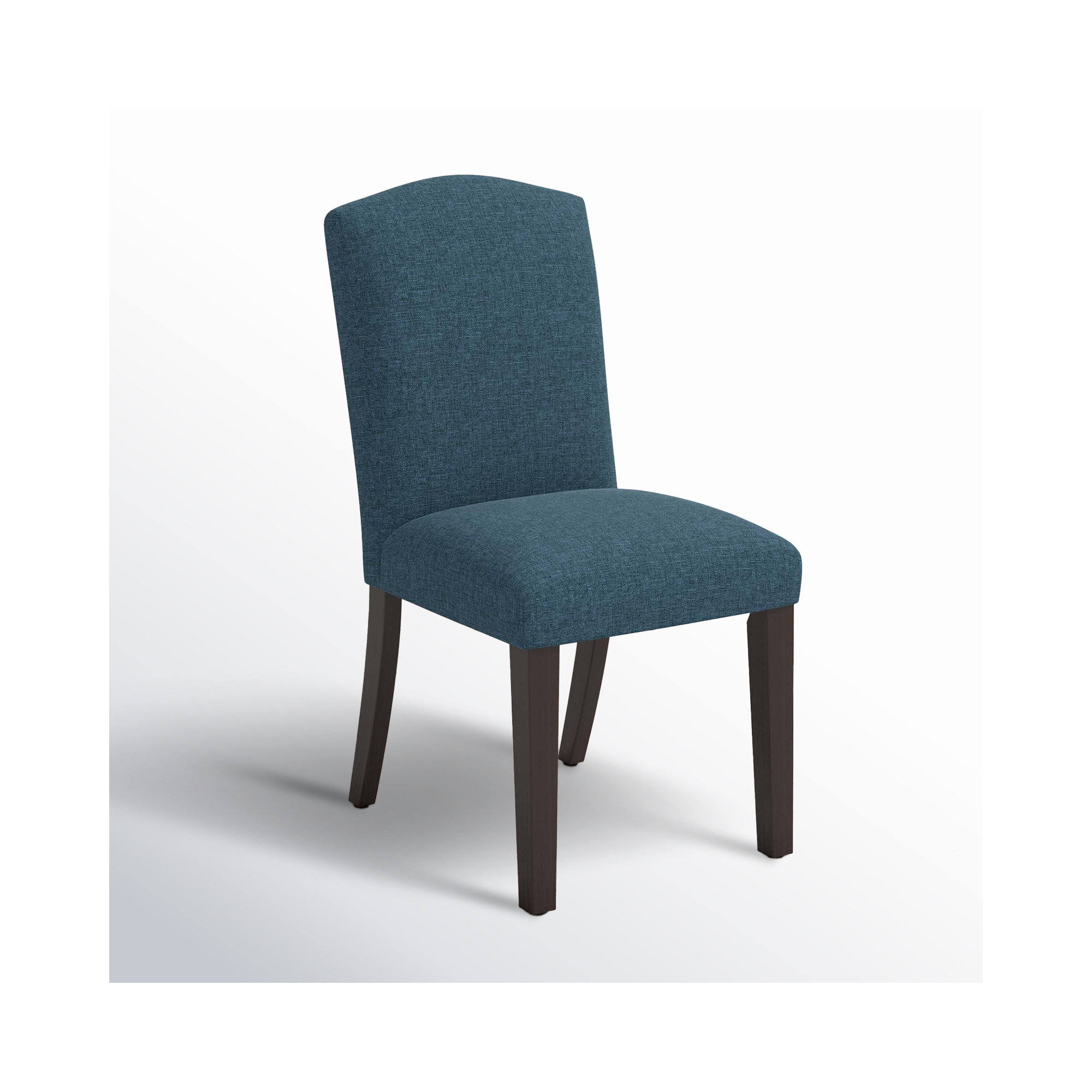 Estrela Upholstered Dining Chair, Zuma Navy Textured Linen, Espresso